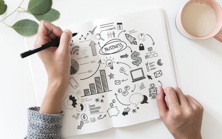 Empresário desenvolvendo um planejemento empresarial